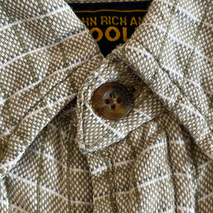 Button Down Short Sleeve Check Shirt Olive