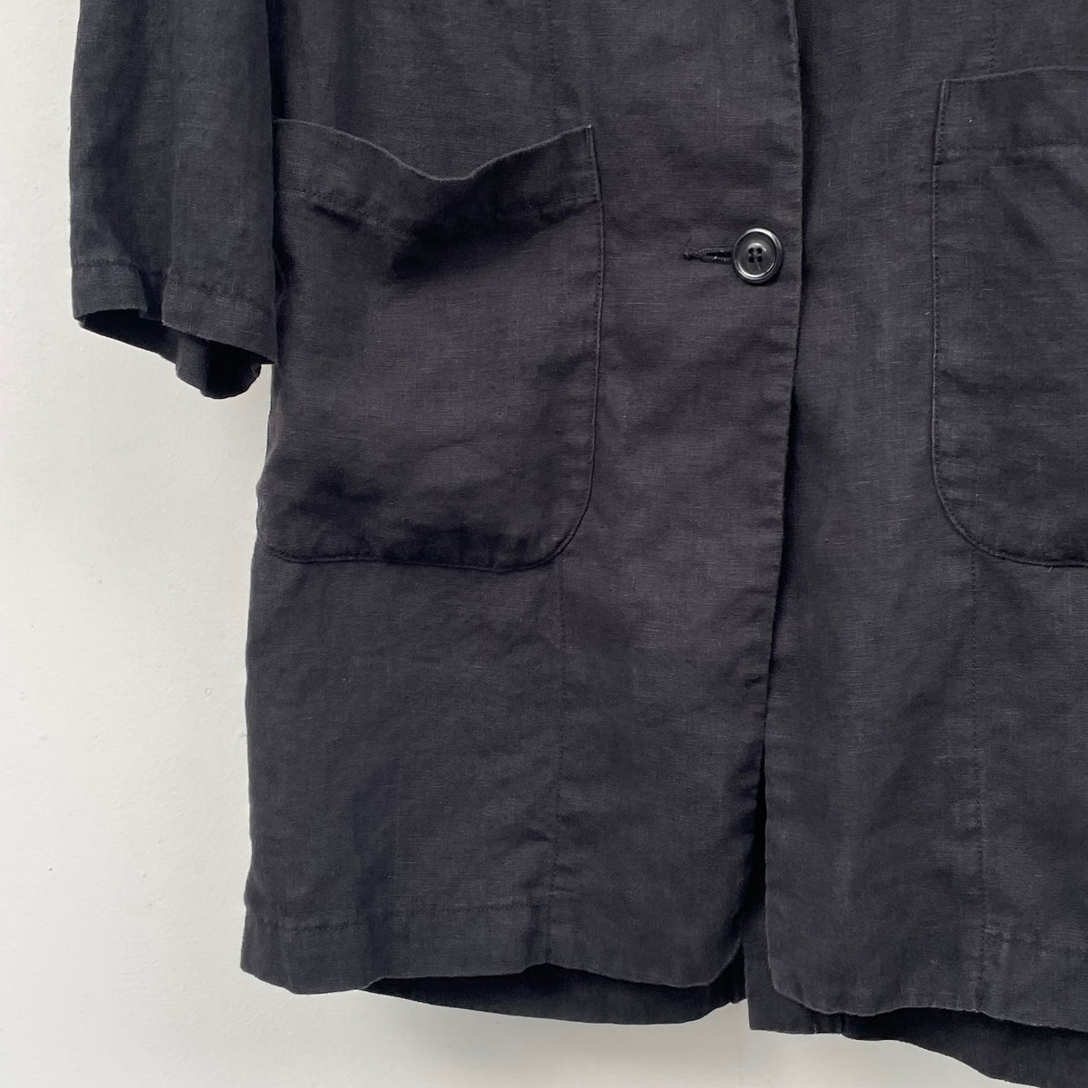 Linen Long Jacket Black