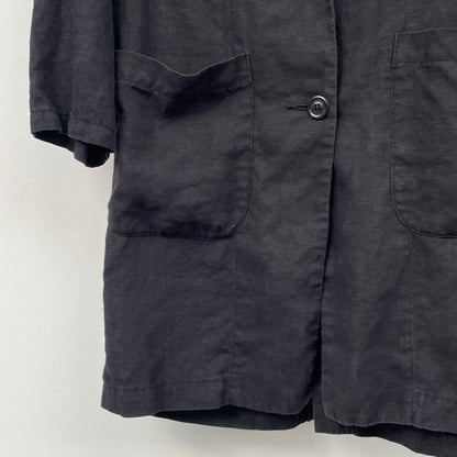 Linen Long Jacket Black