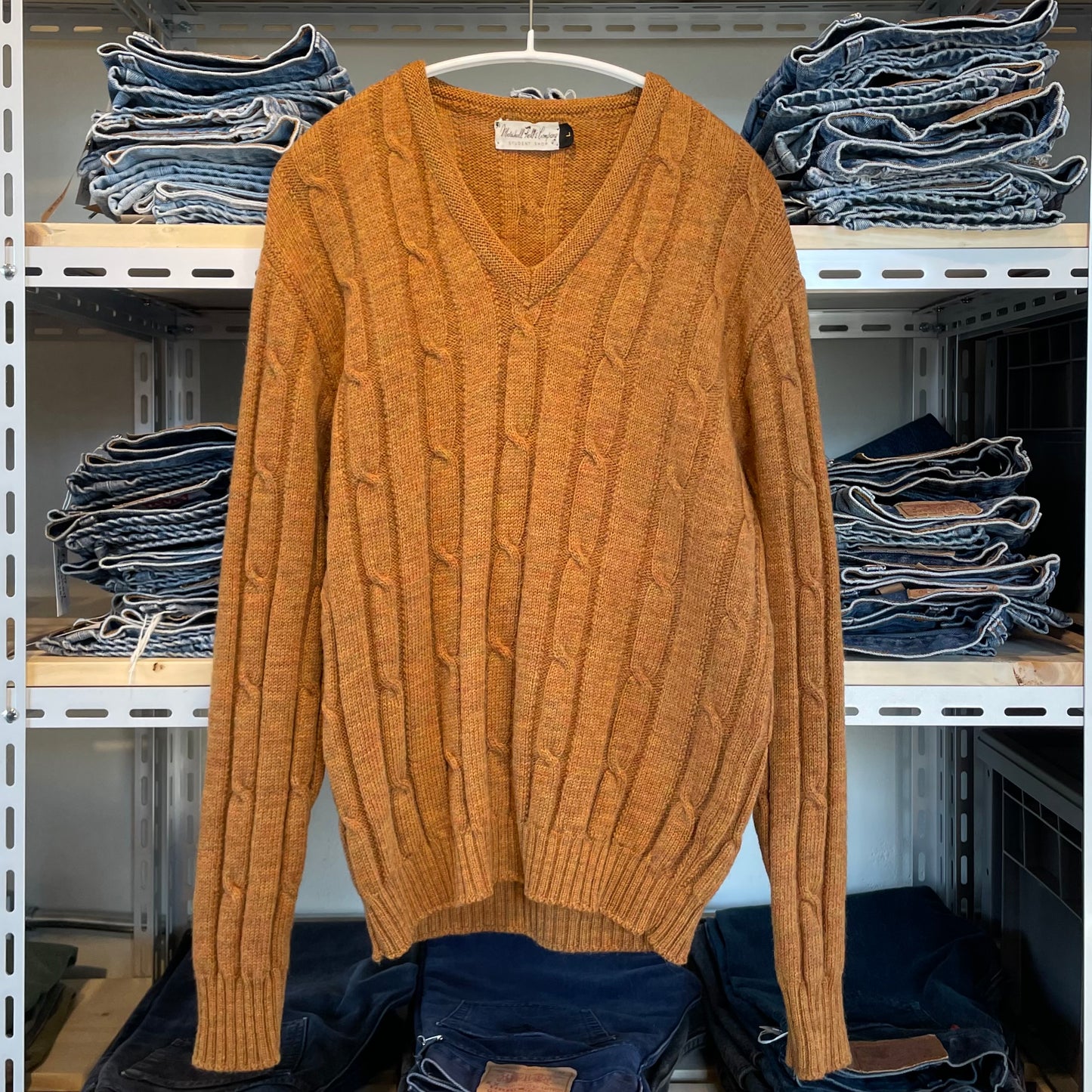 V-neck Knit Sweater Camel