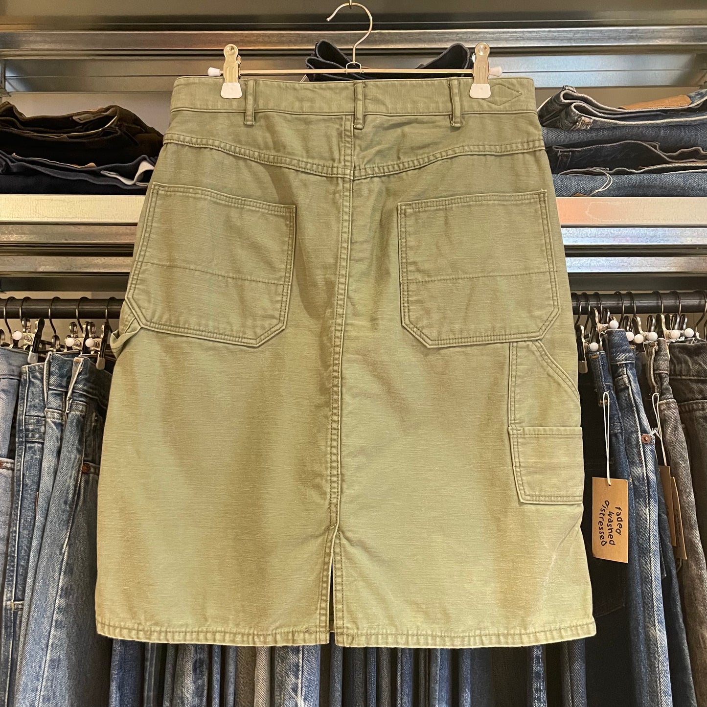 Utility Skirt Olive Green Cotton