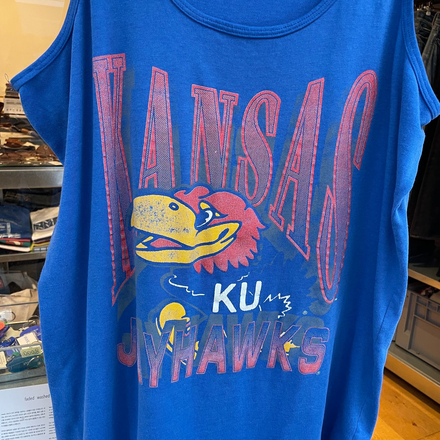 University of Kansas Jayhawks KU Mascot Faded Tank Top