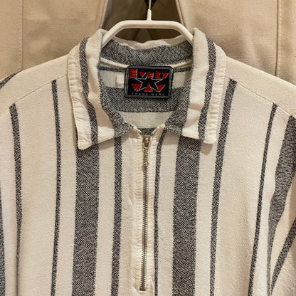 Striped Half Zip Shirt Off White