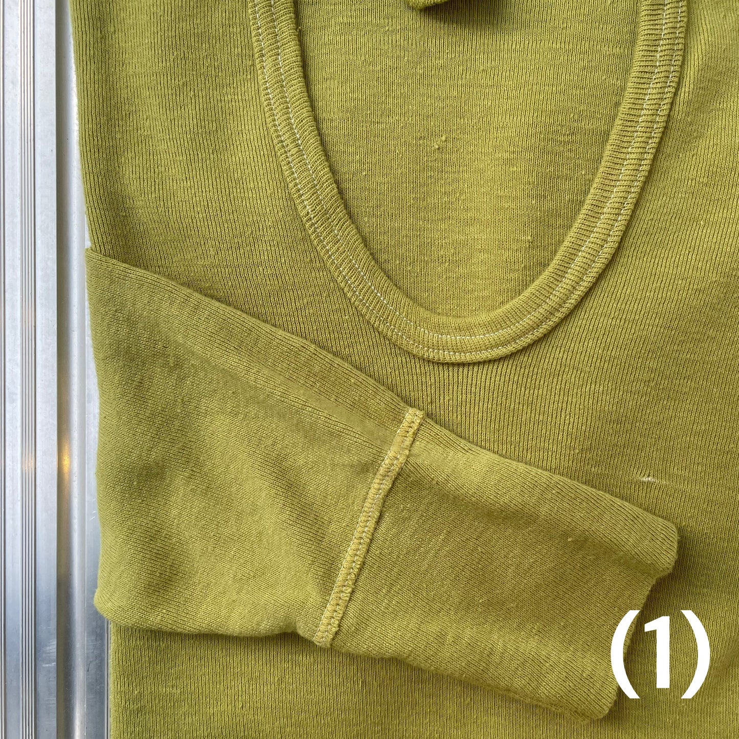 Dyed German Military U-Neck L/S T-Shirt Green