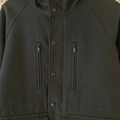 Black Cotton-Wool Hooded Utility Jacket