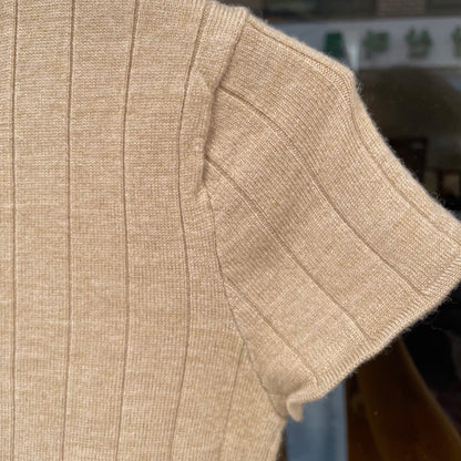 Rib Knit T-Shirt Beige