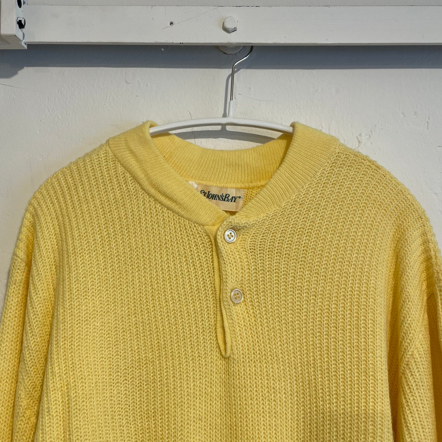 Henley Neck Knit Sweater Yellow