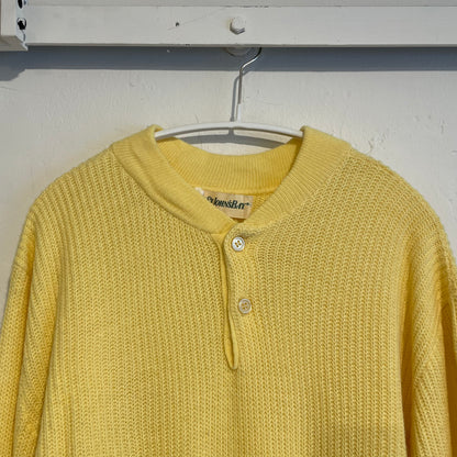 Henley Neck Knit Sweater Yellow