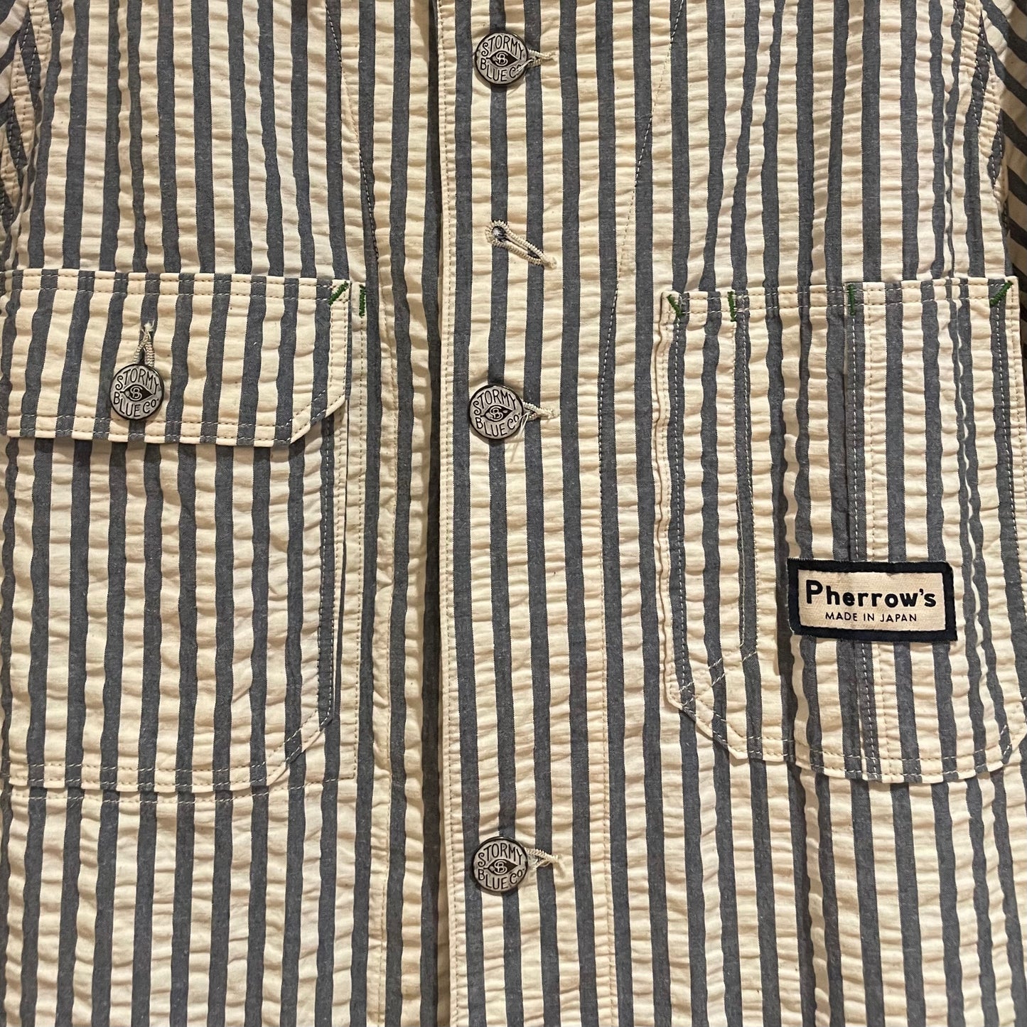 Hickory Stripe Seersucker Coverall Black/White