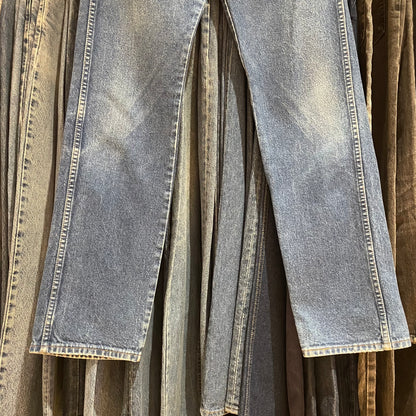 Regular Straight Jeans Mid Wash Blue Distressed