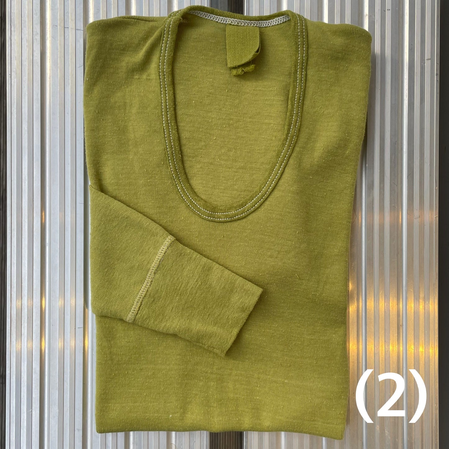 Dyed German Military U-Neck L/S T-Shirt Green