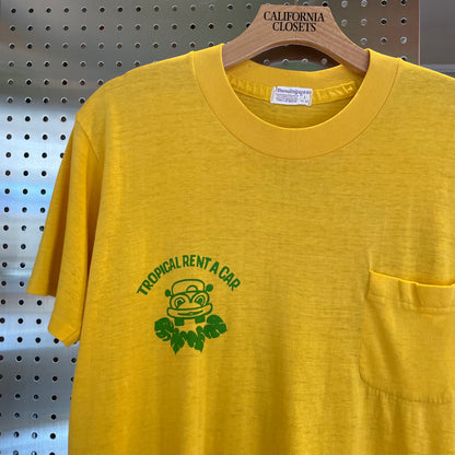 Tropical Rent A Car Pocket T-Shirt Yellow