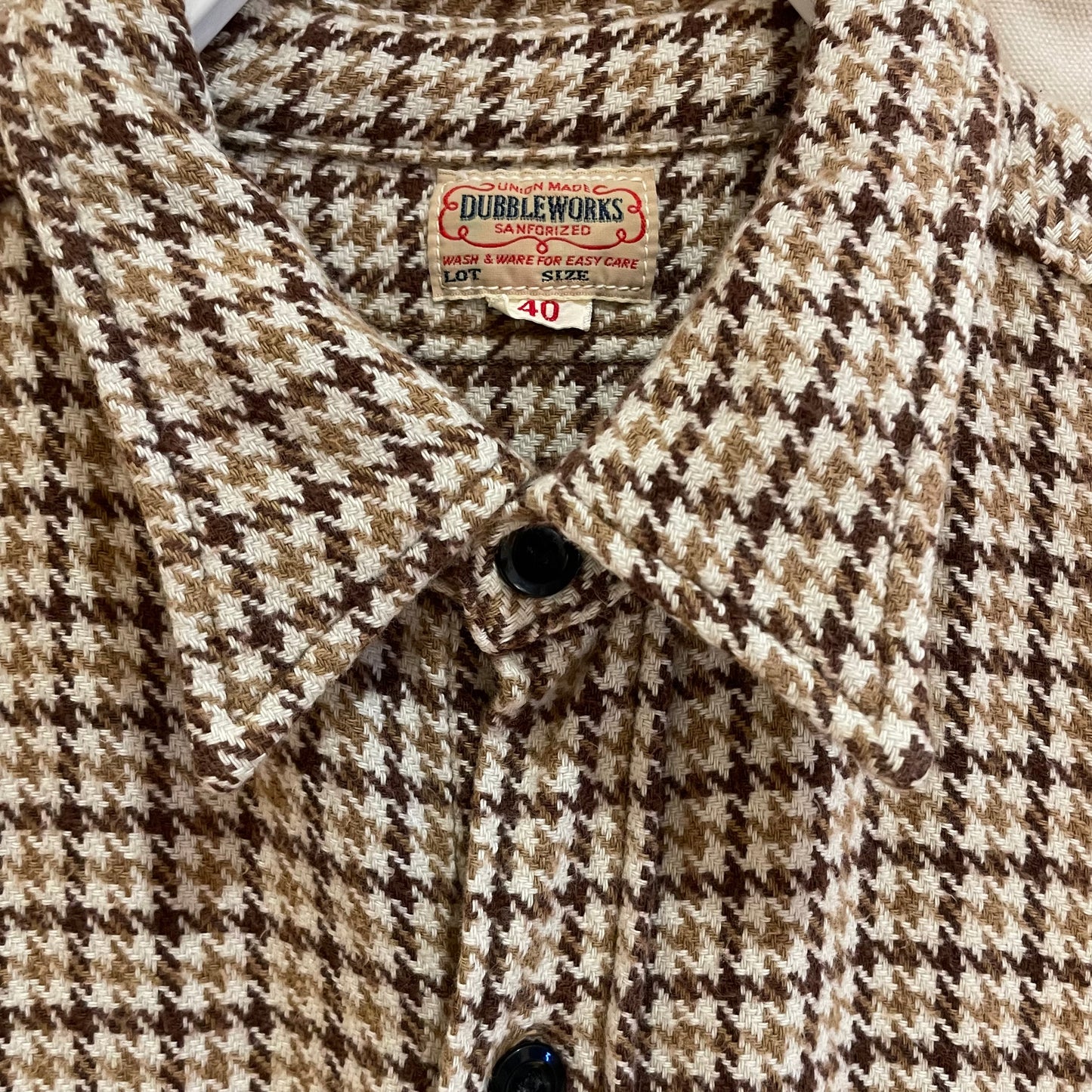 Brown Houndtooth Wool Work Shirt