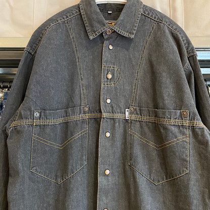Workers Union Denim Shirt Charcoal