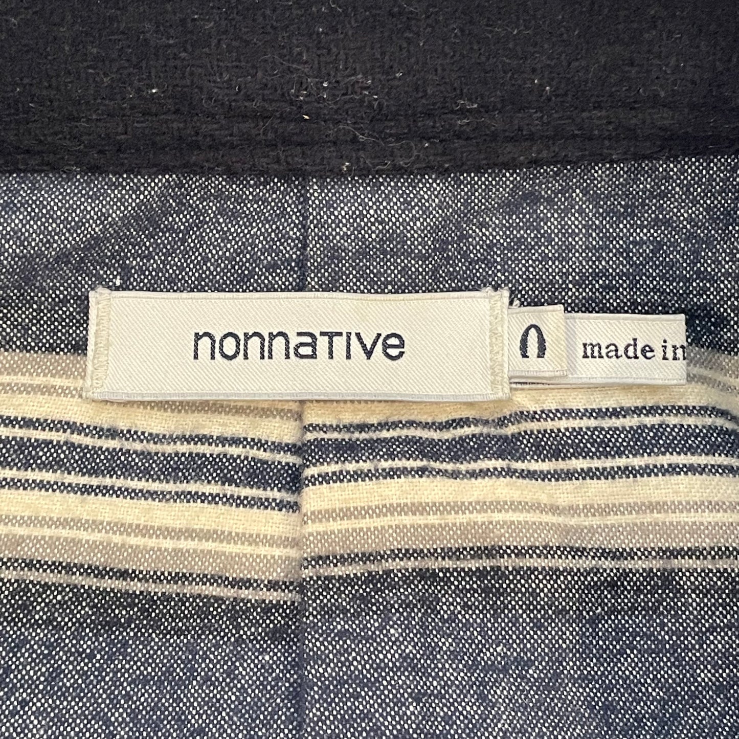 Military PeaCoat Wool Striped Lined Black