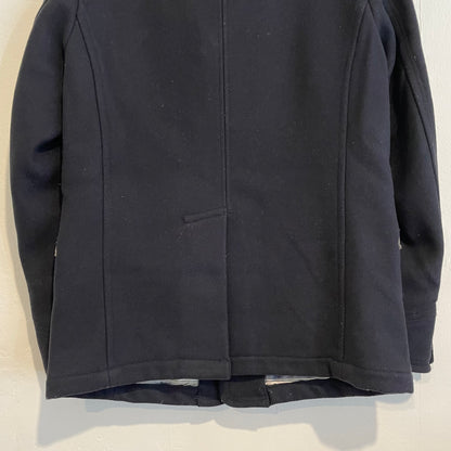 Military PeaCoat Wool Striped Lined Black