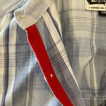 Plaid Button Up Work Shirt Cigarette Pocket Blue