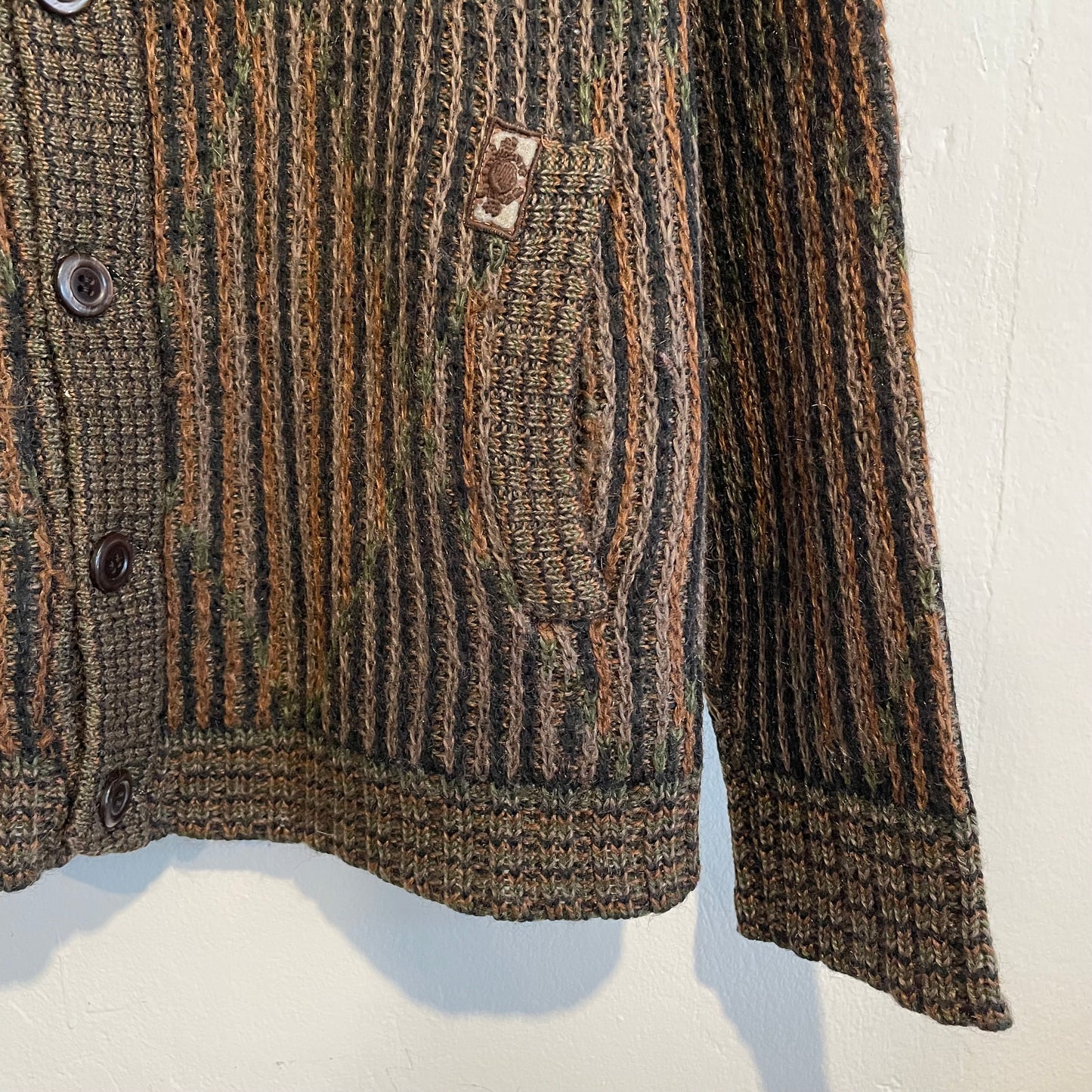 Multi colored Rib Knit Cardigan Khaki