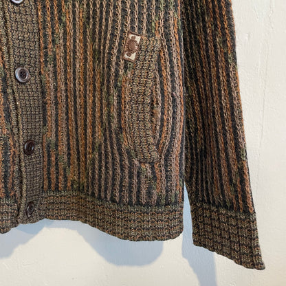Multi colored Rib Knit Cardigan Khaki