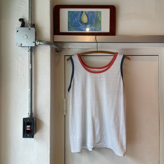 Ringer Tank Top White