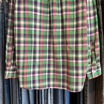 Plaid Button Down Shirt Multi Cotton