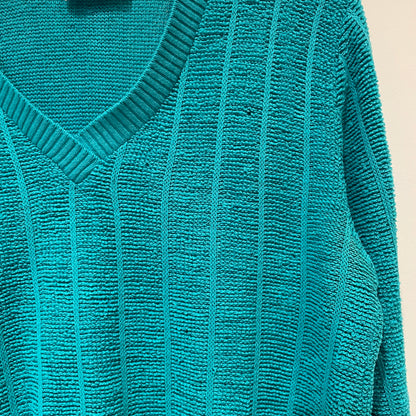 Acrylic V-Neck Sweater Blue