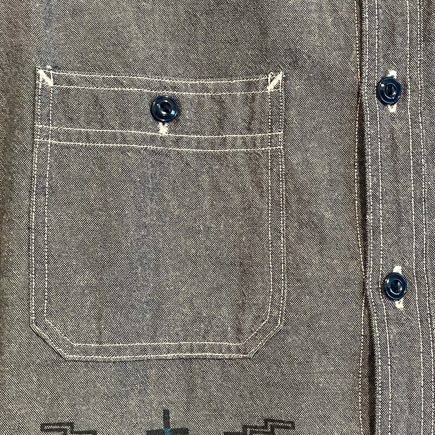 Geometric Embroidered Work Shirt Grey