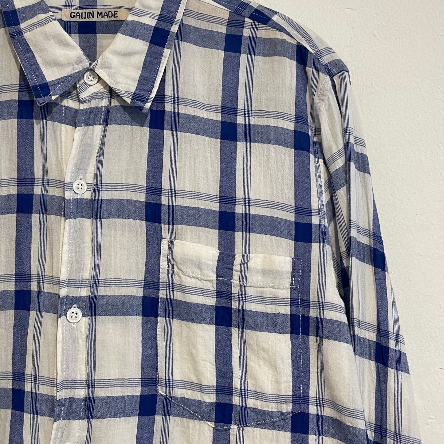 Blue White Check Long Sleeve Button Up Shirt
