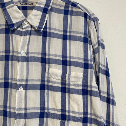 Blue White Check Long Sleeve Button Up Shirt