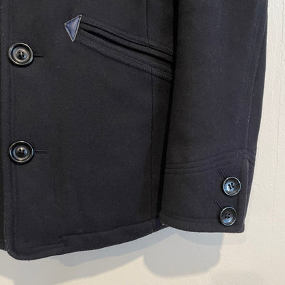 Military PeaCoat Wool Striped Lined Black