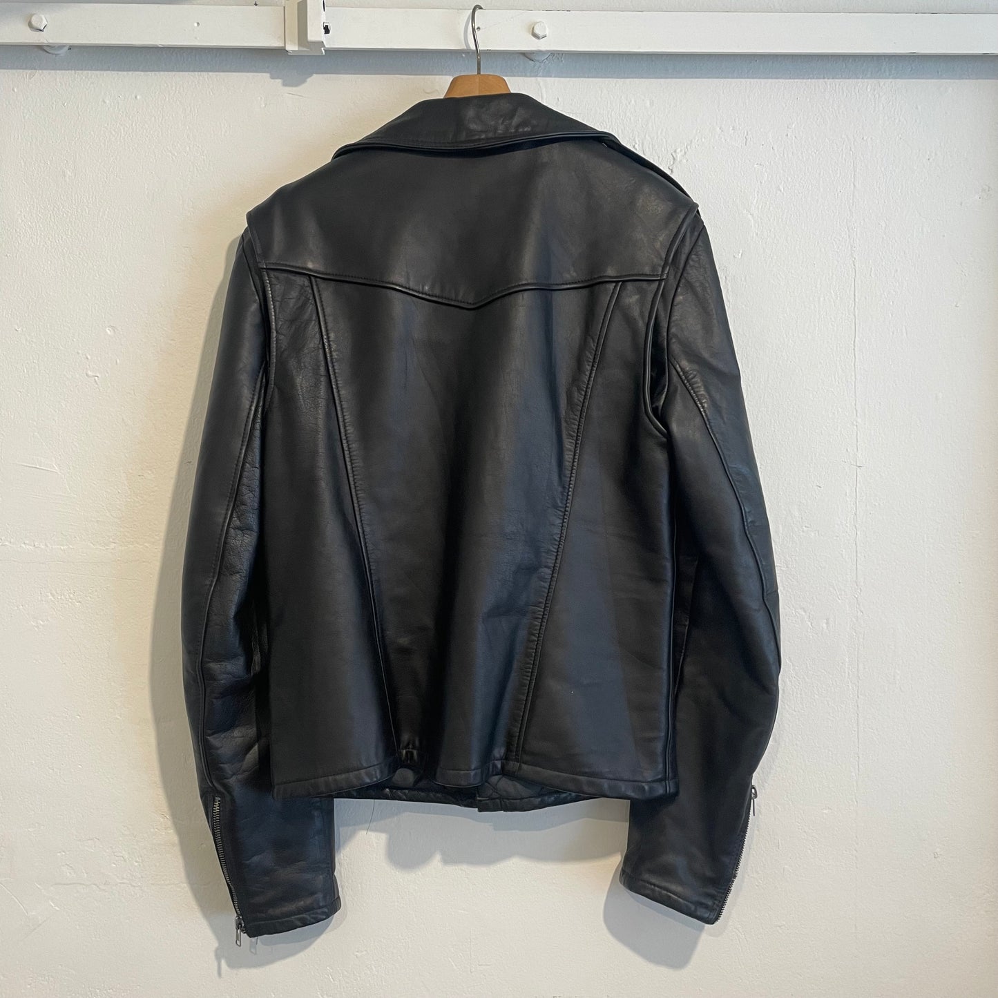 Classic Rider Leather Jacket Black Broken Zipper