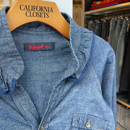 Frill Collar Denim Shirt Navy