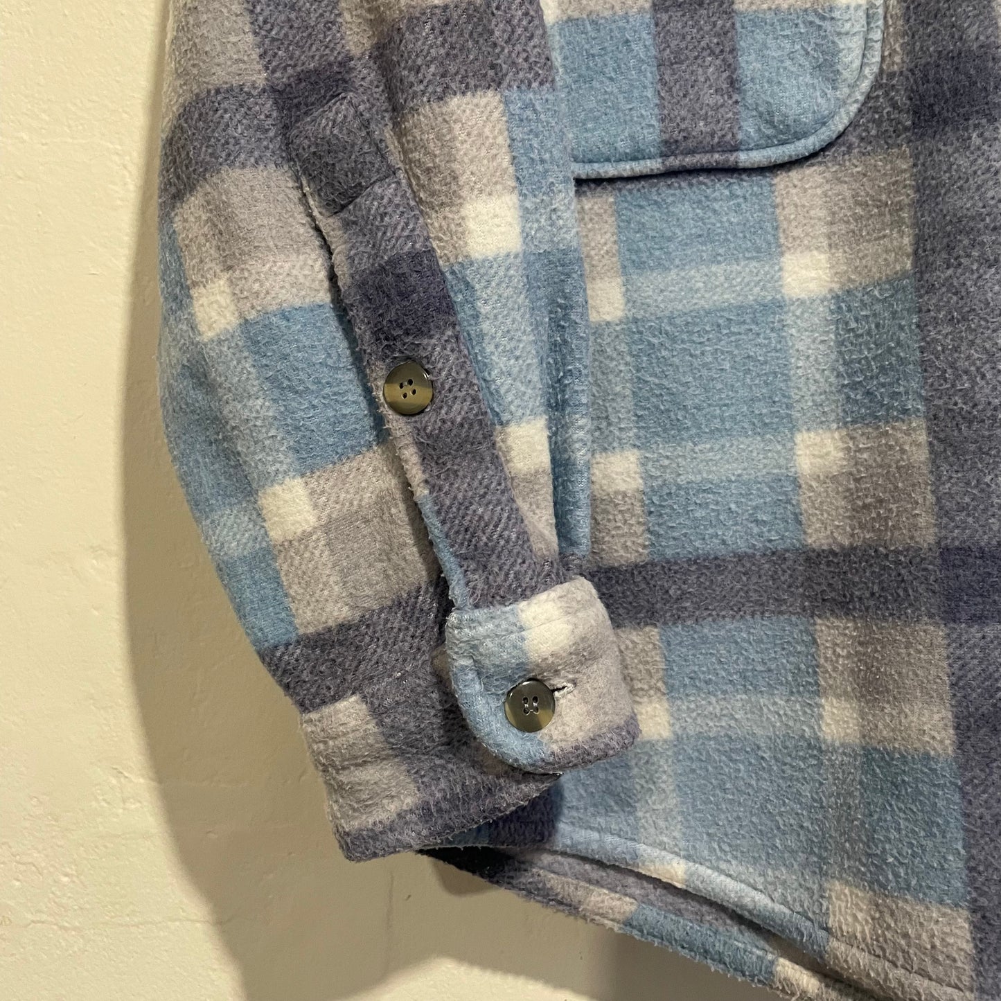 Plaid Fleece Shirt Jacket Blue