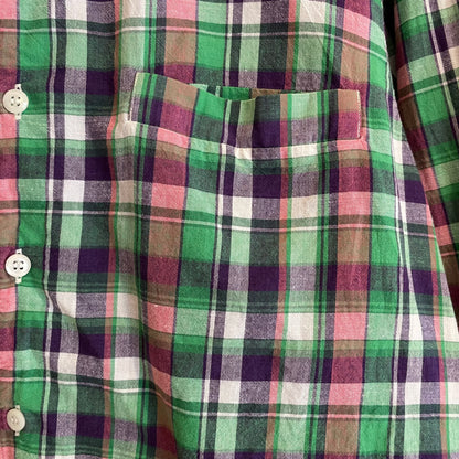 Plaid Button Down Shirt Multi Cotton
