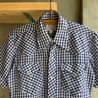 Check Western Short Sleeve Shirt Blue