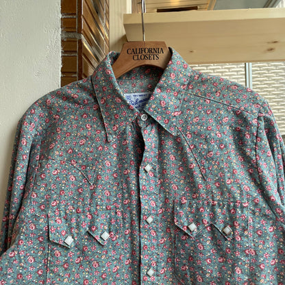 Floral Werstern Shirt Blue