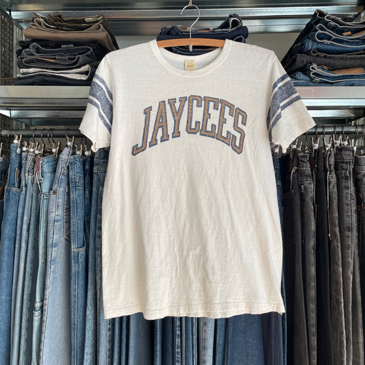 Jaycees Print Stripe Sleeve Tee White