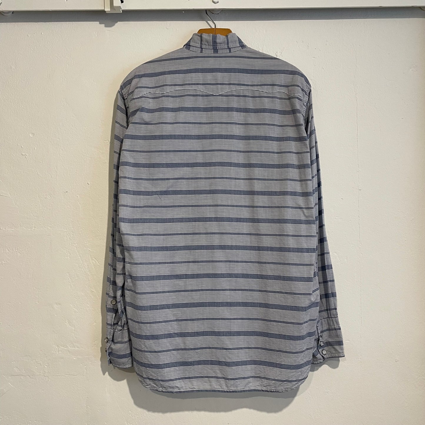 Striped Pocket Western Shirt Blue
