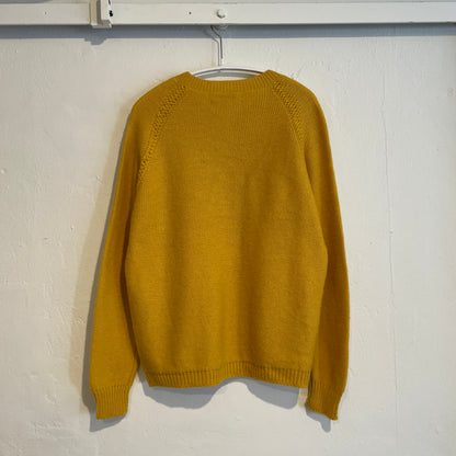 Crew Neck Wool Cardigan Yellow