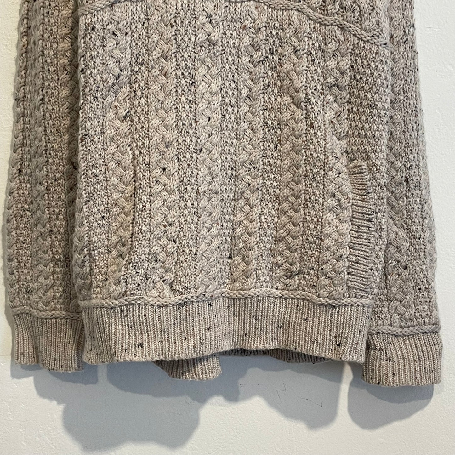 Shawl Collar Cable Knit Sweater Cream