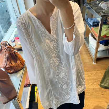 Hand Embroidered Blouse White