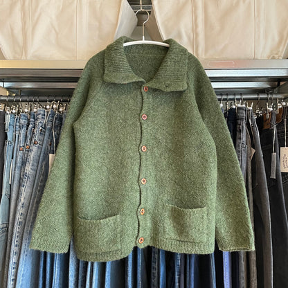Elbow Patch Wool Cardigan Green