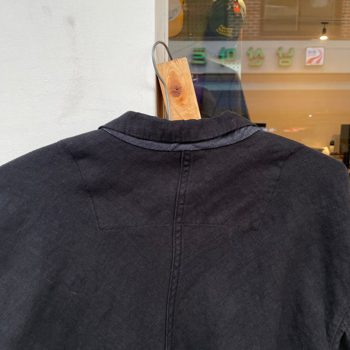 Linen Long Jacket Black