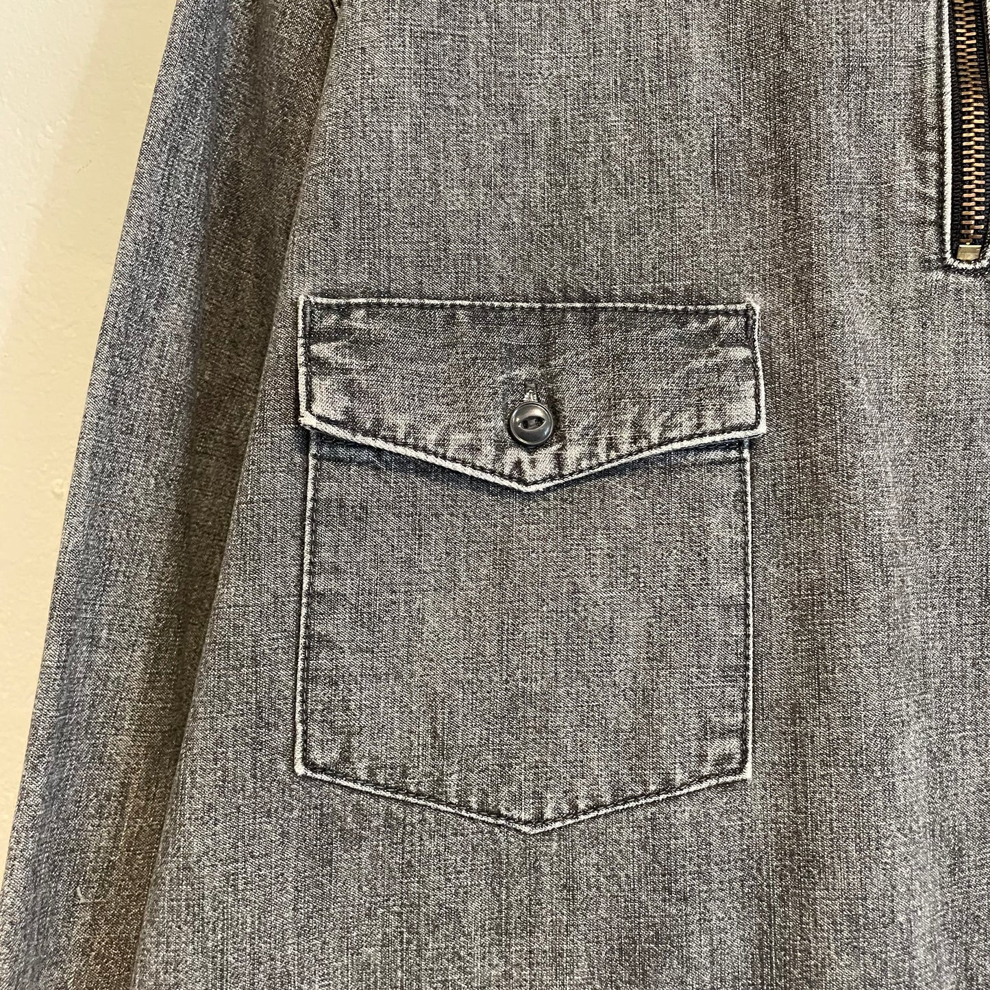 Talon Zip Denim Pullover Faded Blue