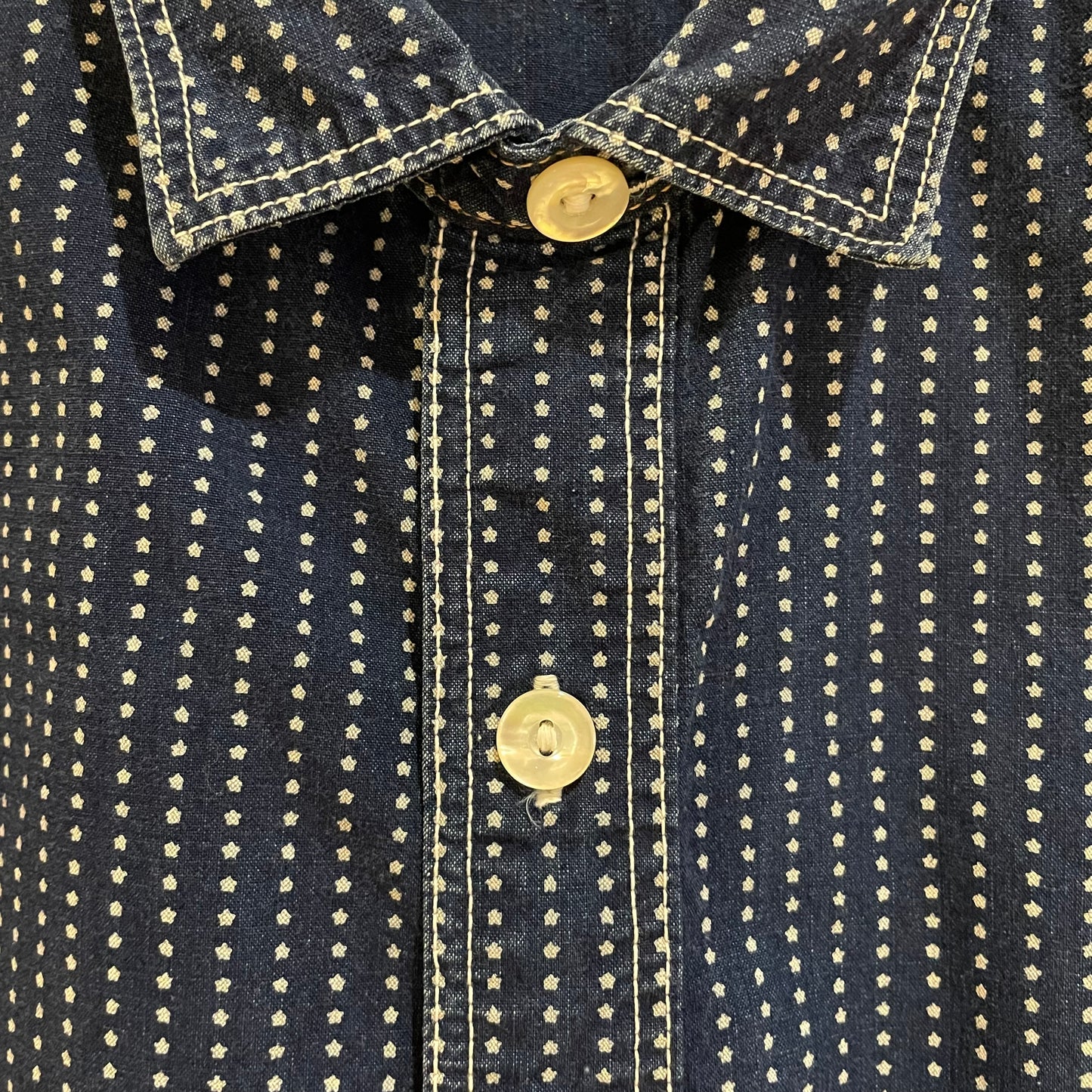 Star Dot Asym Pocket Work Shirt Navy