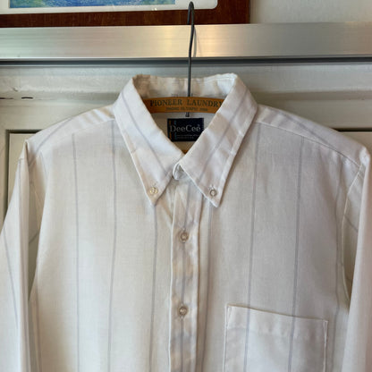 Button Down Stripe Shirt White