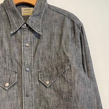 Black Denim Western Shirt Washed