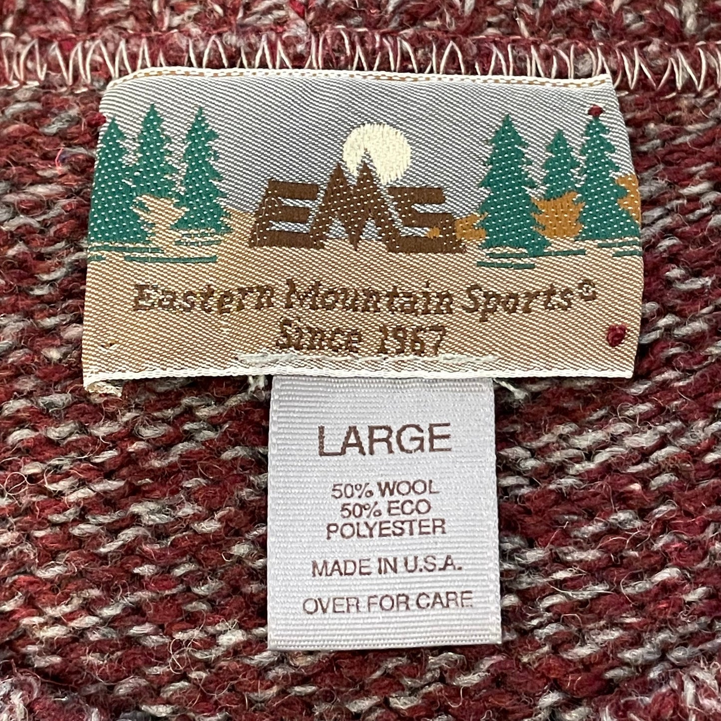 Wool & Polyester 50/50 Knit Sweater Burgundy / Grey