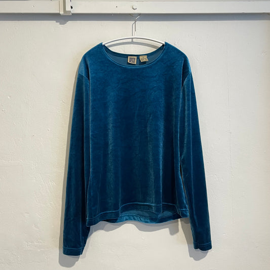 Velour Crew Neck Pullover Green