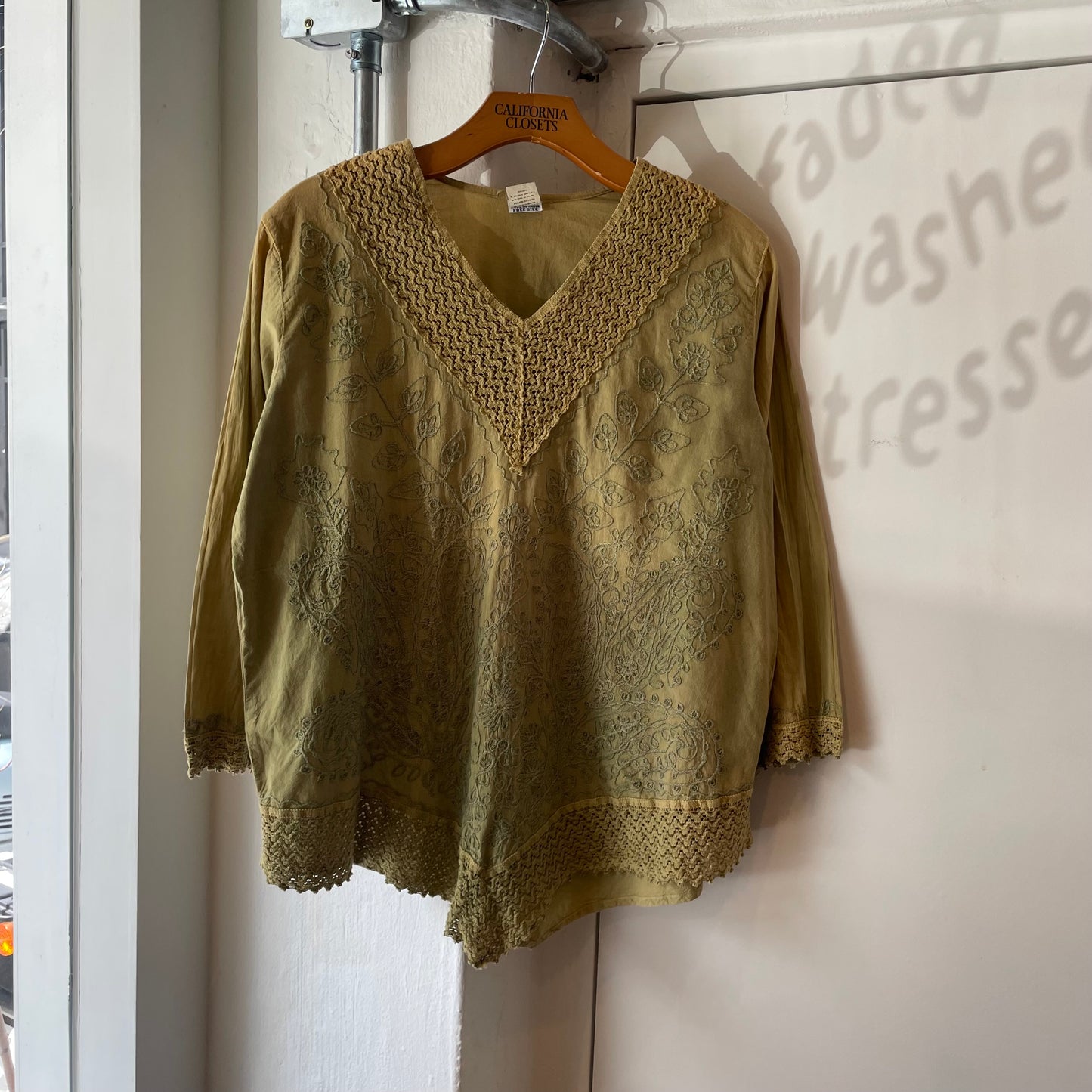 Embroidered Cotton Blouse Green